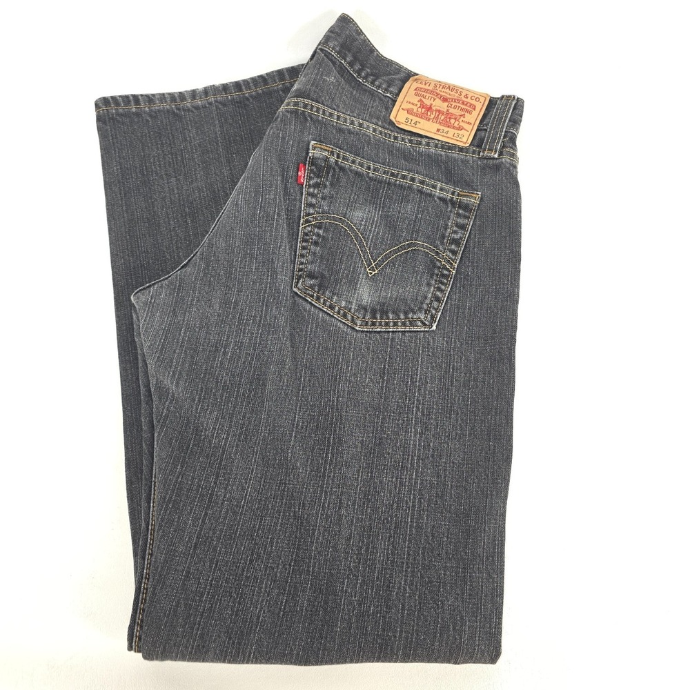Levi's 514 Jeans Men's 32x31 (34x32) Faded Black Denim Slim‎ Straight Dark Wash